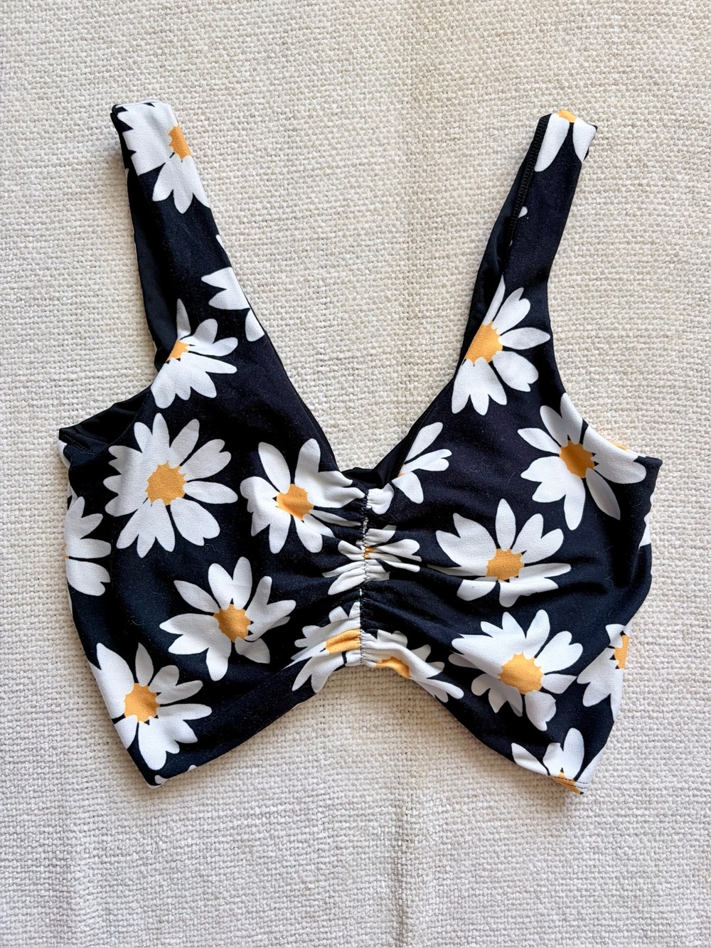 Daisy Crop Top Sports Bra + Bike Shorts Matching Set — Small Top / XS Bottom - Picture 3 of 14